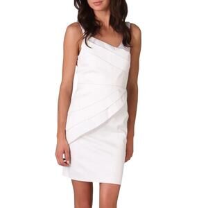 Alice and Olivia Bianca Sheath White Structured Sleeveless Dress 6
